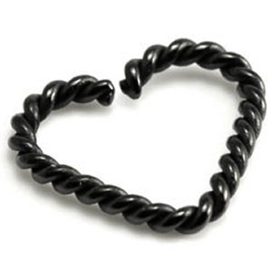 Heart-Shaped Twisted Rope PVD Black Continuous Ring