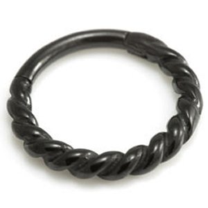 1.0mm Gauge Twisted Rope PVD Black Hinged Segment Ring