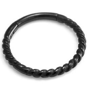 1.2mm Gauge Twisted Rope PVD Black Hinged Segment Ring