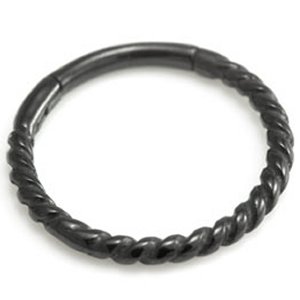 1.6mm Gauge Twisted Rope PVD Black Hinged Segment Ring