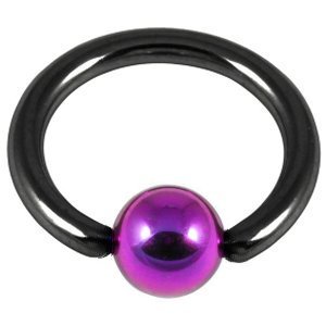 1.6mm Gauge PVD Black on Titanium BCR with Titanium Ball