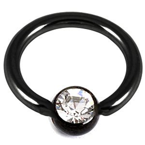 1.0mm Gauge PVD Black on Titanium Jewelled BCR