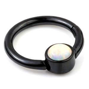 PVD Black on Titanium Opal Hinged Segment Ring