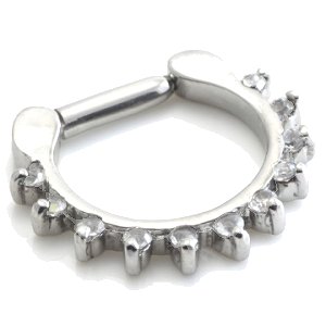 11 Gem Jewelled Steel Septum Clicker Ring
