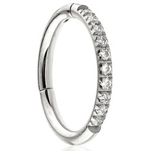 Titanium Half Pave Set Eternity Hinged Ring