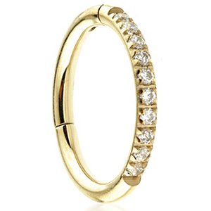 PVD Gold on Titanium Half Pave Set Eternity Hinged Ring