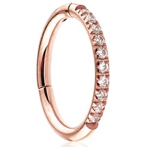 PVD Rose Gold on Titanium Half Pave Set Eternity Hinged Ring