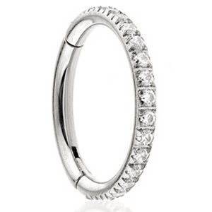 Titanium Full Pave Set Eternity Hinged Ring