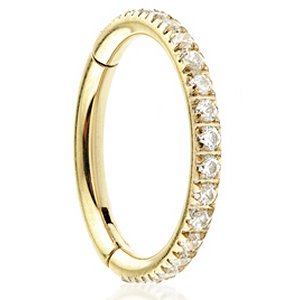 PVD Gold on Titanium Full Pave Set Eternity Hinged Ring