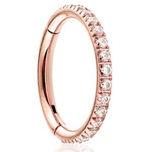 PVD Rose Gold on Titanium Full Pave Set Eternity Hinged Ring