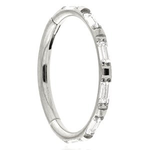 Titanium Baguette Jewelled Hinged Ring