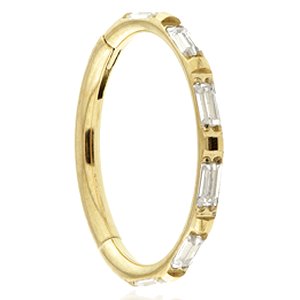 PVD Gold on Titanium Baguette Jewelled Hinged Ring