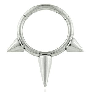 Titanium Three Spike Hinged Segment Ring