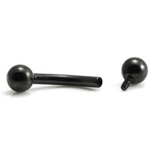 1.2mm Gauge PVD Black on Titanium Banana with Equal Balls - Internally-Threaded