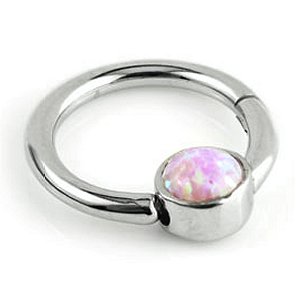 Titanium Opal Disc Hinged Ring