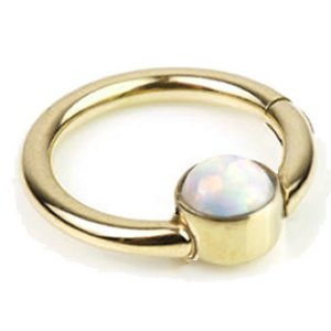 PVD Gold on Titanium Opal Disc Hinged Ring
