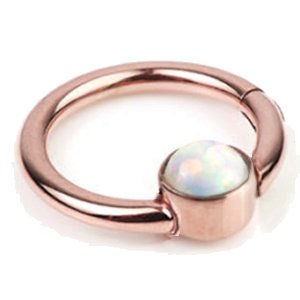 PVD Rose Gold on Titanium Opal Disc Hinged Ring