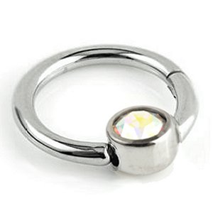 Titanium Jewelled Disc Hinged Ring