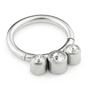 Titanium Triple Jewelled Disc Hinged Ring