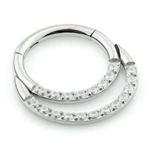 Hinged Titanium Jewelled Double Band Segment Ring