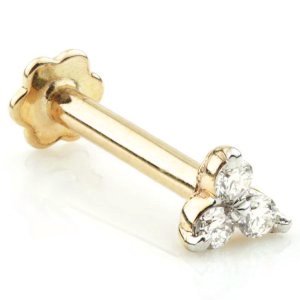 14ct Gold Diamond Trinity Labret - Internally-Threaded