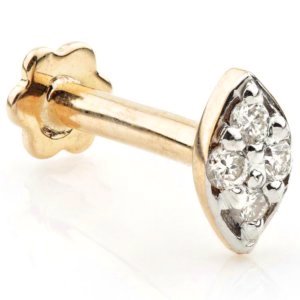 14ct Gold Diamond Marquise Labret - Internally-Threaded