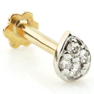 14ct Gold Diamond Pear Labret - Internally-Threaded