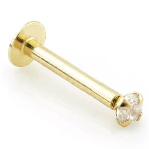 14ct Gold Claw Set Diamond Threadless Labret