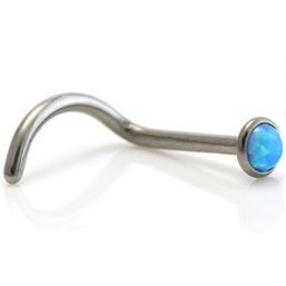 Titanium Bezel-Set Opal Nose Stud