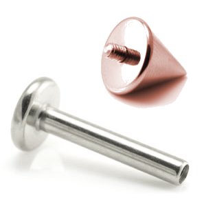 1.2mm Gauge Titanium Labret with PVD Rose Gold Cone - Internally-Threaded