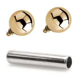 1.2mm Gauge Titanium Barbell with PVD Gold Balls - Internally-Threaded