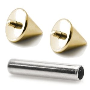 1.2mm Gauge Titanium Barbell with PVD Gold Cones - Internally-Threaded