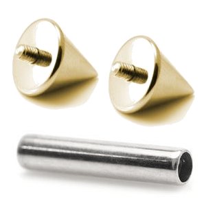1.6mm Gauge Titanium Barbell with PVD Gold Cones - Internally-Threaded