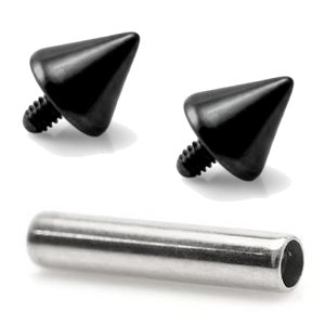1.2mm Gauge Titanium Barbell with PVD Black Cones - Internally-Threaded