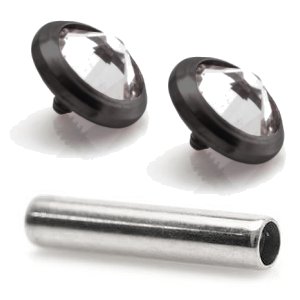 1.2mm Gauge Titanium Barbell with PVD Black Jewelled Discs - Internally-Threaded