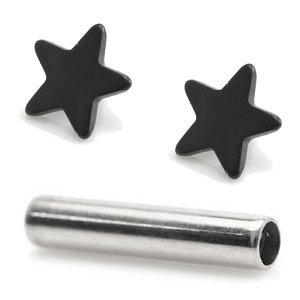 1.2mm Gauge Titanium Barbell with PVD Black Stars - Internally-Threaded