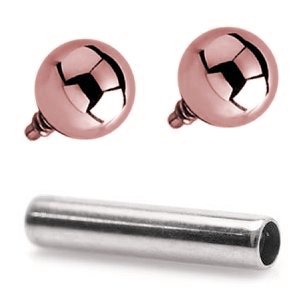 1.6mm Gauge Titanium Barbell with PVD Rose Gold Balls - Internally-Threaded