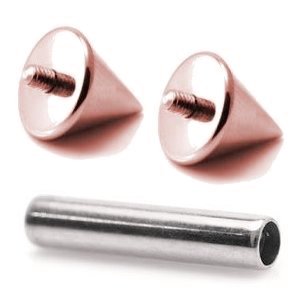 1.6mm Gauge Titanium Barbell with PVD Rose Gold Cones - Internally-Threaded