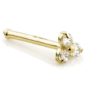 14ct Gold Trinity Jewel Nose Bone