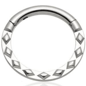 Titanium Embossed Diamonds Hinged Segment Ring