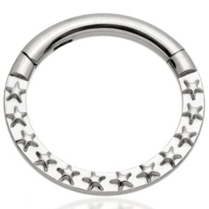 Titanium Embossed Stars Hinged Segment Ring