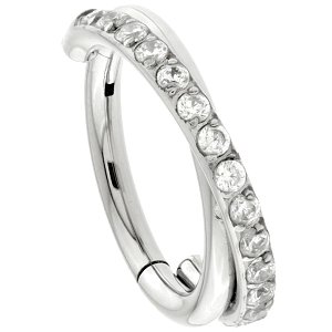 Titanium Jewelled Twist Hinged Segment Ring