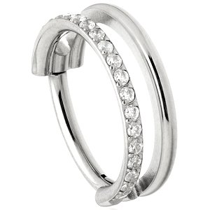 Titanium Jewelled Hinged Segment Ring