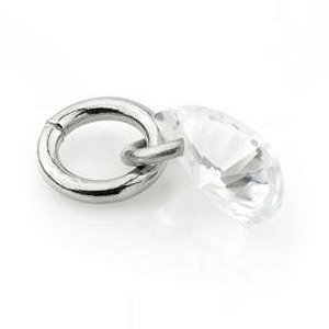 Steel Slip-On Charm - Teardrop Jewel