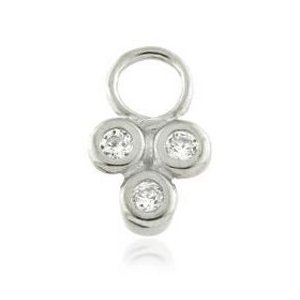 Steel Slip-On Charm - Bezel Set Jewelled Trinity