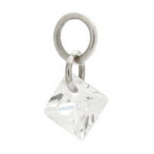 Titanium Slip-On Charm - Square Jewel