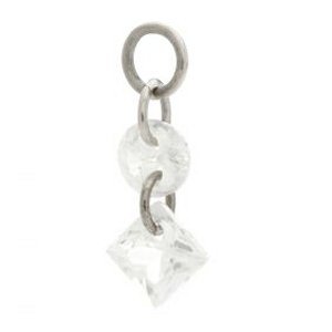 Titanium Slip-On Charm - Solitaire & Square Jewels