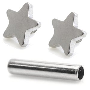 1.2mm Gauge Titanium Star Barbell - Internally-Threaded