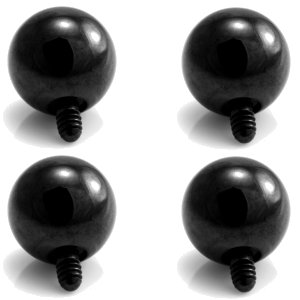 1.2mm Gauge PVD Black on Titanium Screw-on Ball - Internally-Threaded (4-Pack)