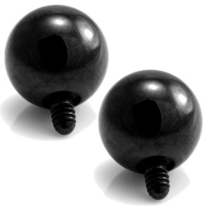 1.6mm Gauge PVD Black on Titanium Screw-on Ball - Internally-Threaded (2-Pack)